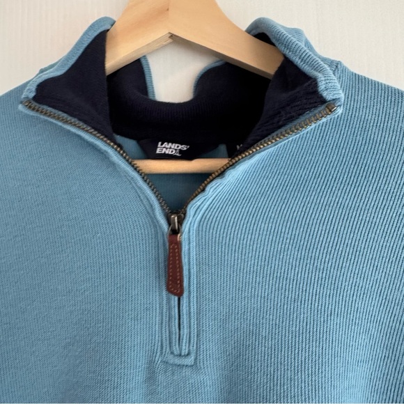 Lands End 1/4 zip pullover sweater size medium long sleeve blue sweater - Picture 4 of 8